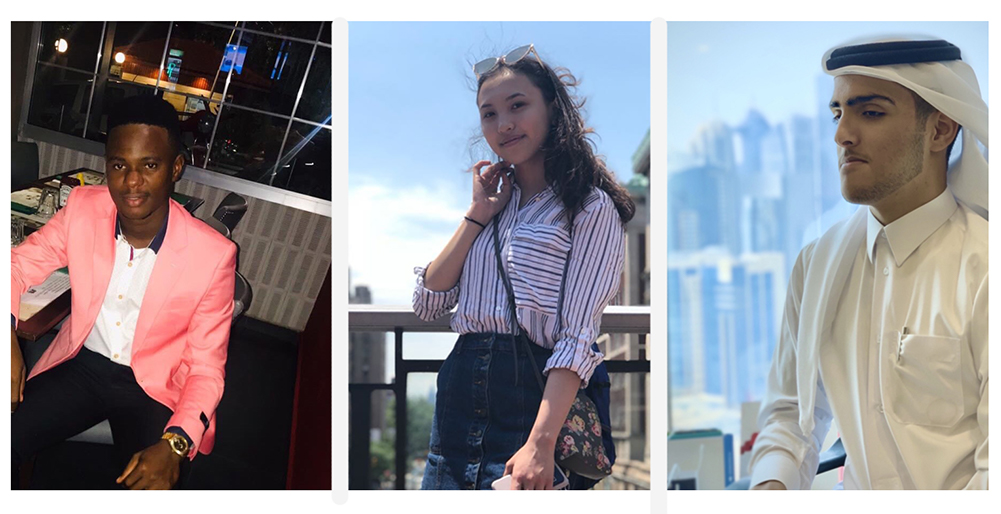 From left: Members of Northwestern Qatar’s freshman class Archie B Rogers, Aya Alikhan, and Khalifa Al Kuwari.