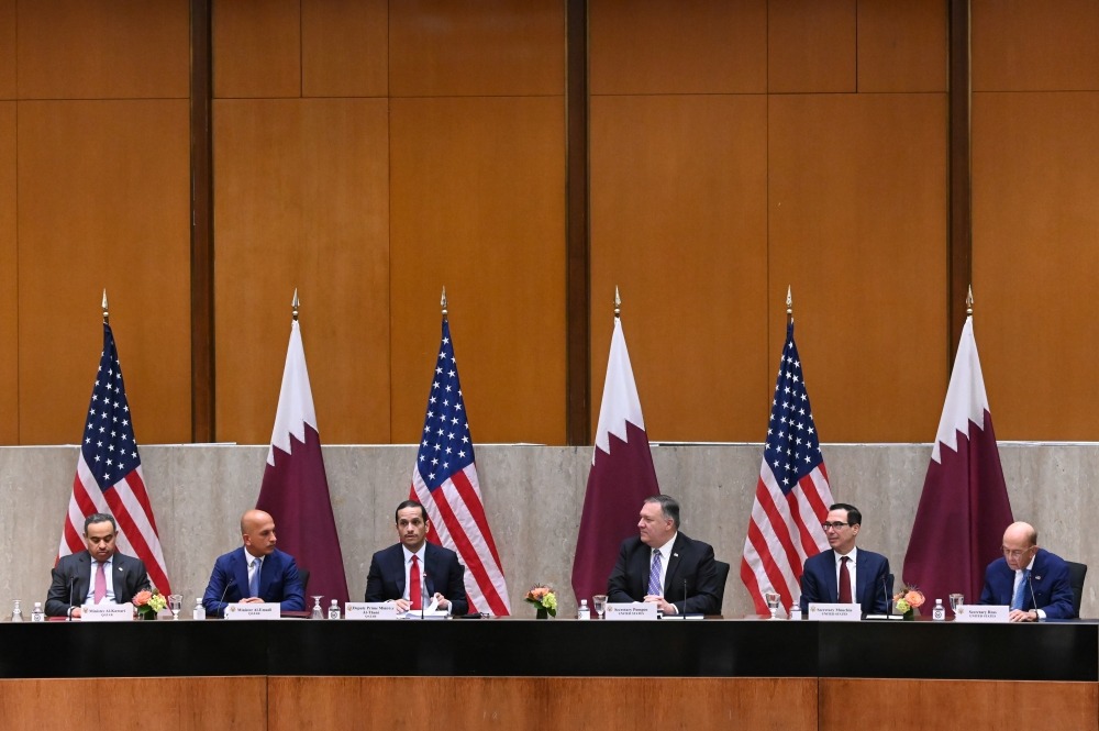 U.S. Secretary of State Mike Pompeo welcomes Qatar’s Deputy Prime Minister Mohammed bin Abdulrahman Al Thani and Finance Minister Ali Sharif Al Emadi to launch the third annual U.S.-Qatar Strategic Dialogue, as Qatar's Minister of Commerce and Industry Al