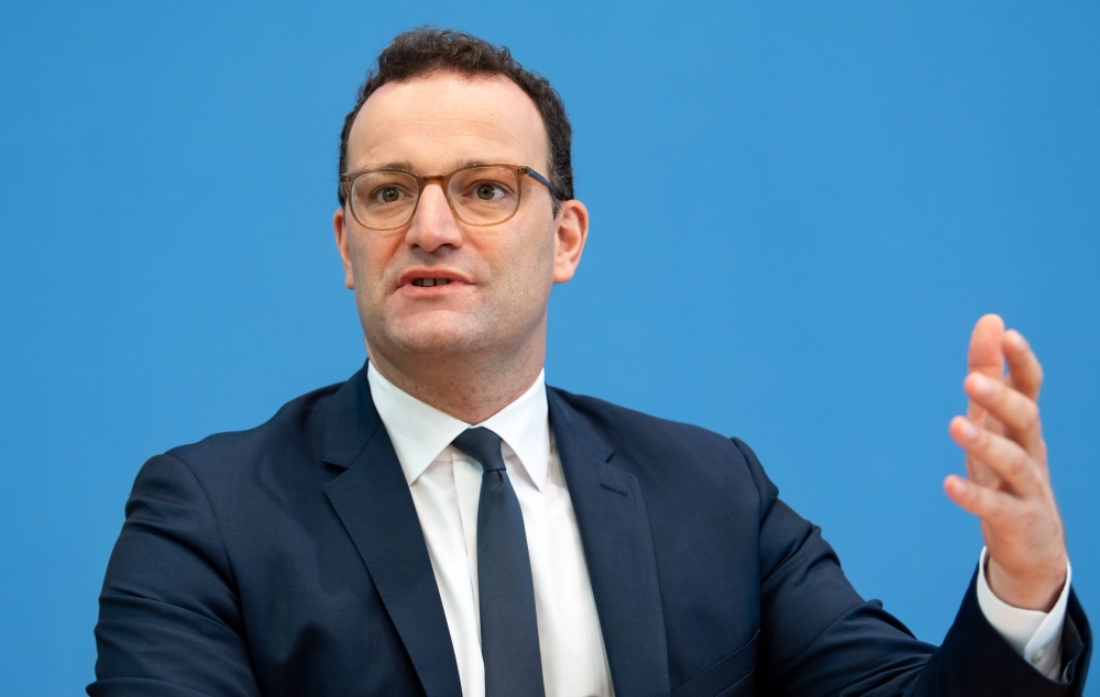 German Health Minister Jens Spahn gives a press conference on the country's coronavirus tracing app 