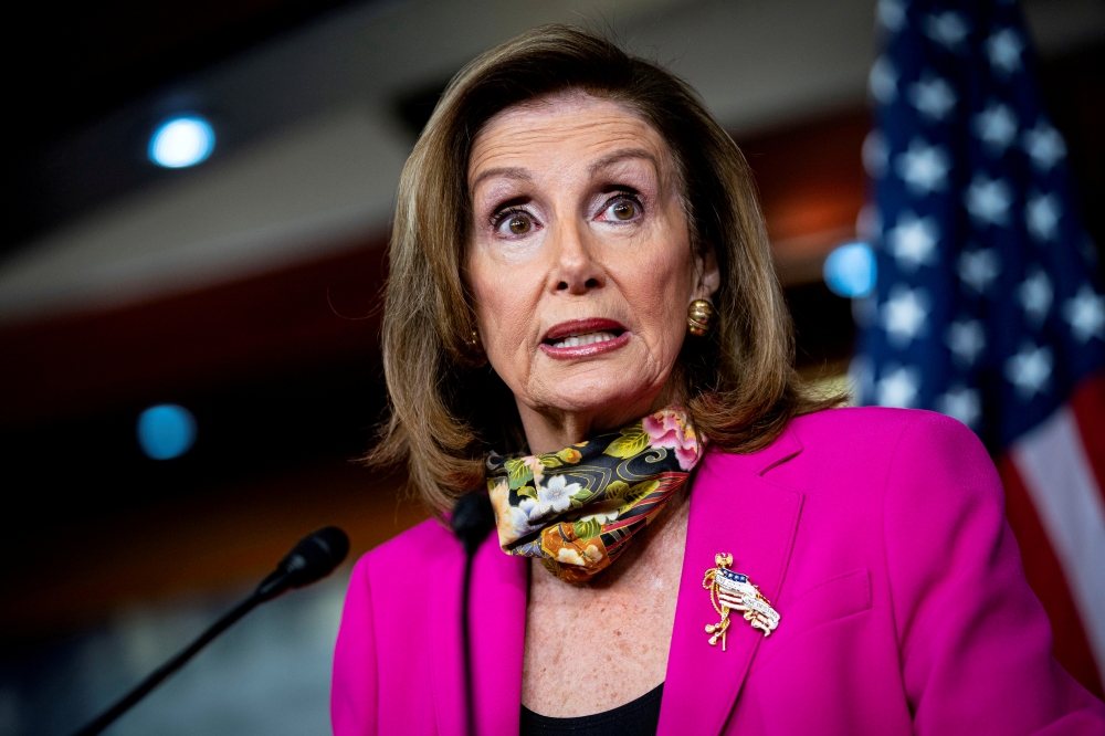 FILE PHOTO: U.S. House Speaker Nancy Pelosi (D-CA) speaks during a news conference on Capitol Hill in Washington, U.S., September 18, 2020. REUTERS/Al Drago
