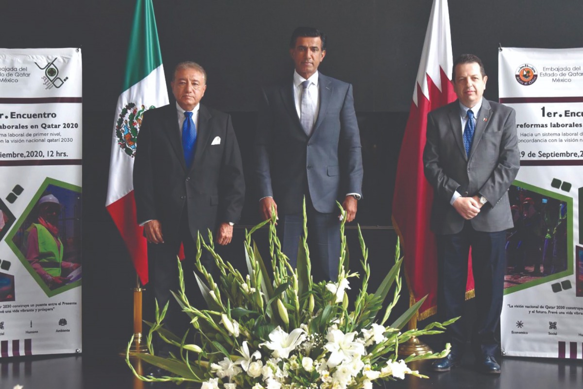 Ambassador of Qatar to Mexico, H E Mohammed bin Jassim Al Kuwari and other officials during the seminar. 