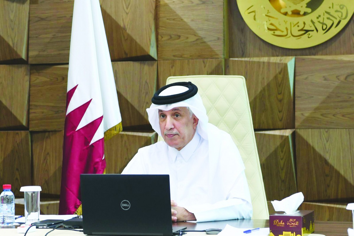 Minister of State for Foreign Affairs H E Sultan bin Saad Al Muraikhi during a meeting to mark and promote the International Day for the Total Elimination of Nuclear Weapons.