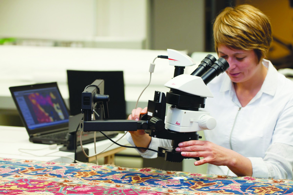 Carpet conservation at Museum of Islamic Art.