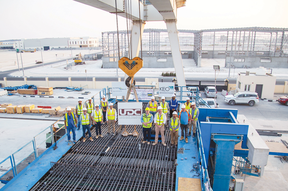 Pre-casting operation of the first segment of Gewan Island's entrance bridge deck.