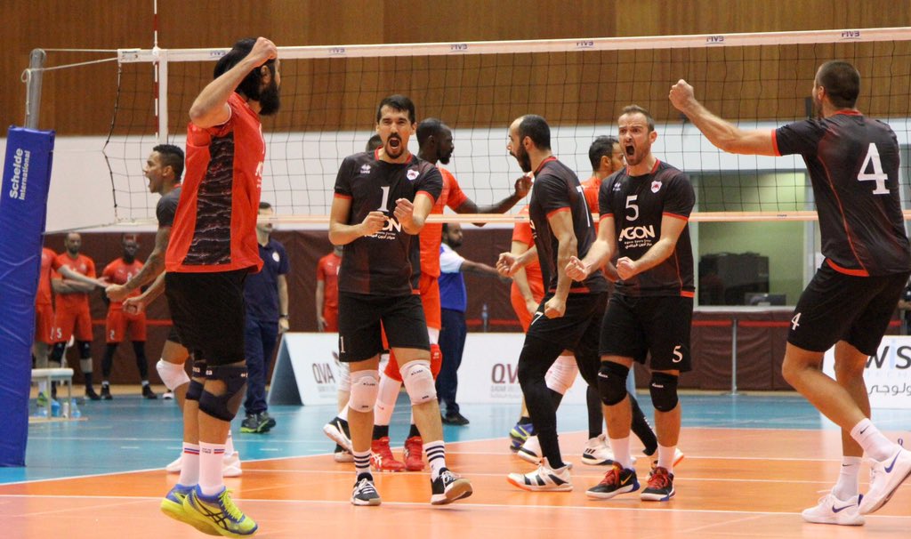 Al Rayyan players celebrating during the semi-final match against Al Arabi.