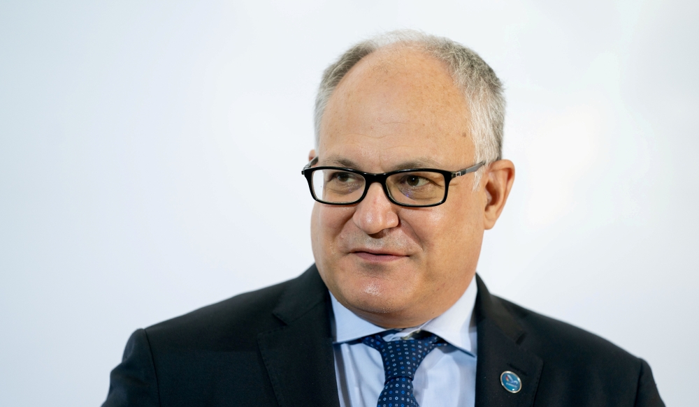 Italian Economy Minister Roberto Gualtieri speaks at a meeting in Berlin, Germany, September 11, 2020. Kay Nietfeld/Pool via REUTERS/File Photo