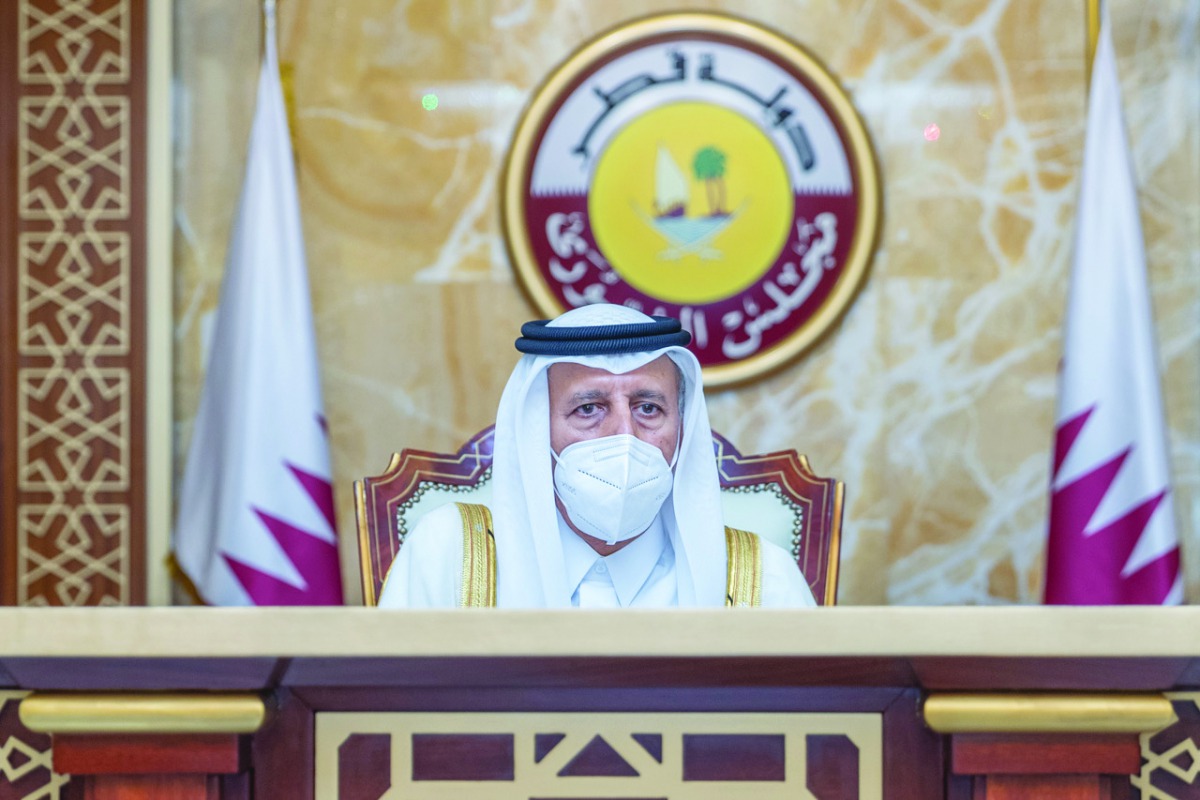 Shura Council Speaker H E Ahmed bin Abdullah bin Zaid Al Mahmoud during the 49th Ordinary Session of the Council. 