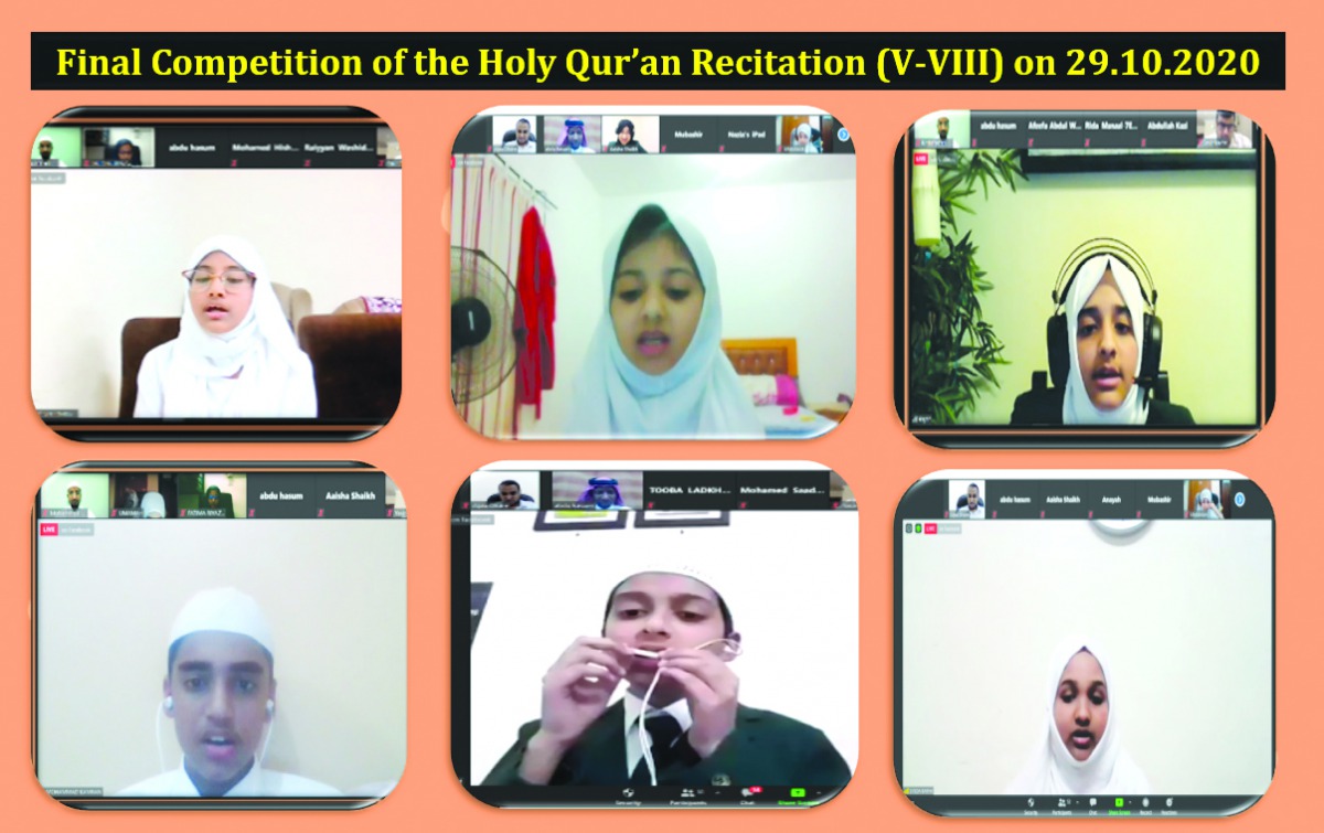 Participants during the Intra-School Arabic Urdu Handwriting and Holy Quran Recitation Competitions.