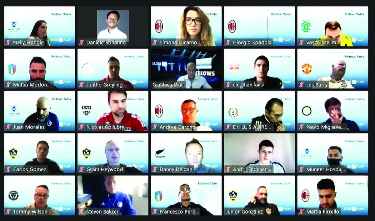 A screenshot of participants during the 6th Edition of Aspire Academy Global Summit Football Performance and Science 2020, held virtually.