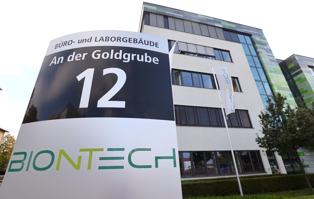 The headquarters of German biotech firm BioNTech is photographed in Mainz, Germany, September 17, 2020. REUTERS/Kai Pfaffenbach/File Photo