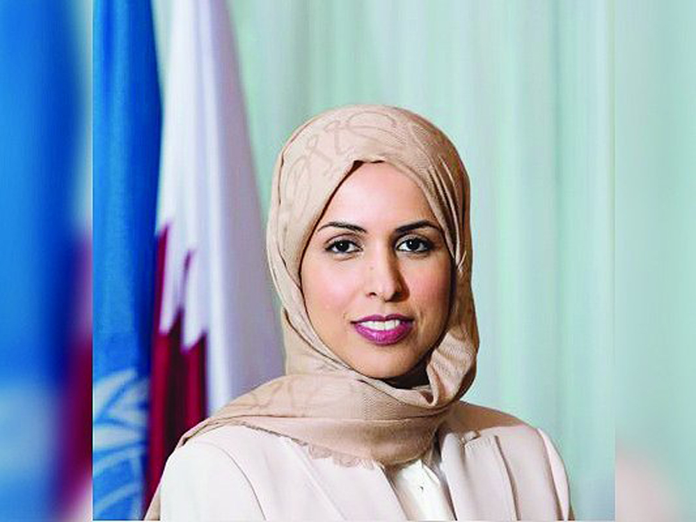 Permanent Representative of the State of Qatar to the United Nations Ambassador HE Sheikha Alya Ahmed bin Saif Al-Thani.