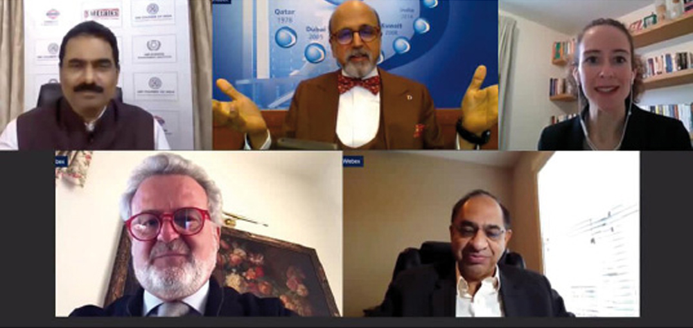 Doha Bank CEO Dr. R Seetharaman participating at the online summit recently. 