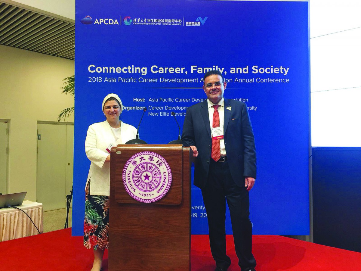 Director, QCDC, Abdulla Al Mansoori (right), with Executive Director, APCDA, Gulnur Ismayil Isparova.