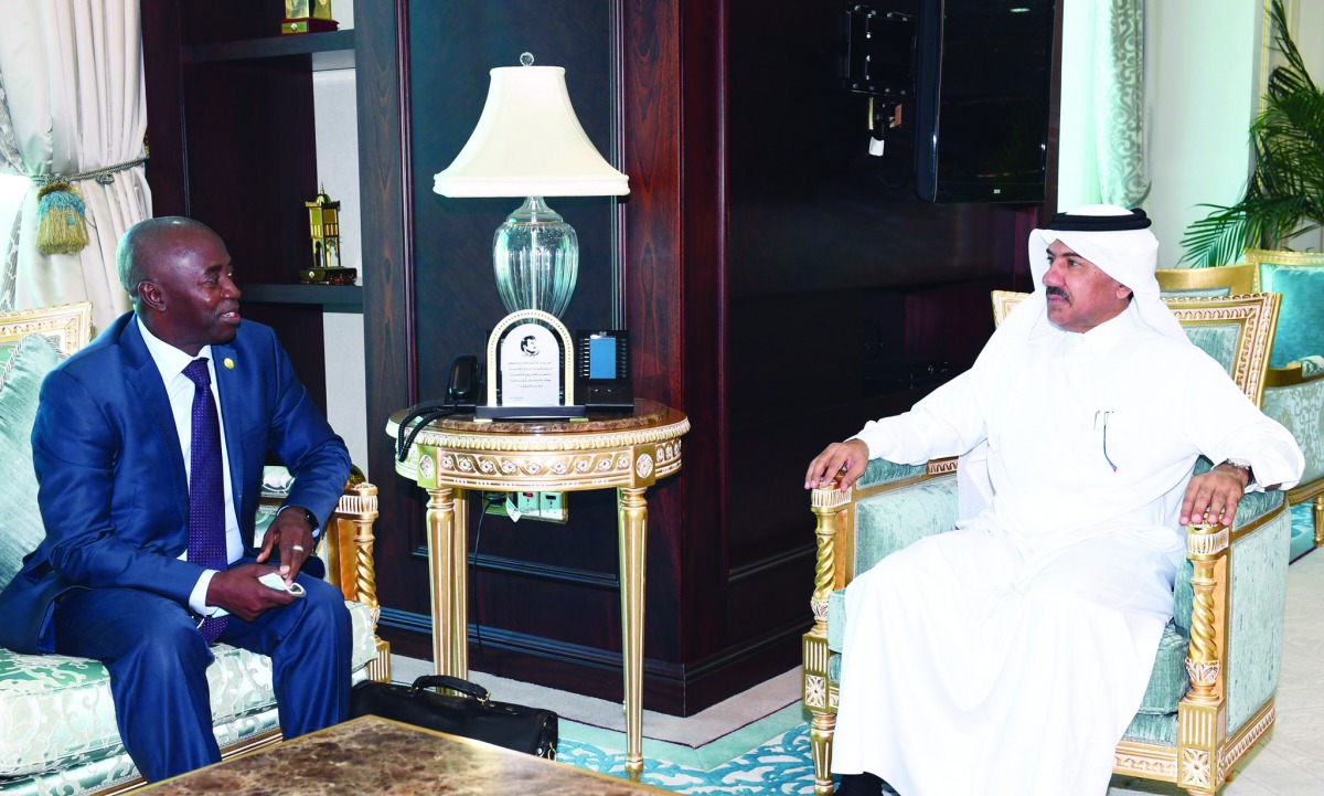 Secretary-General of the Ministry of Foreign Affairs H E Dr. Ahmed bin Hassan Al Hammadi with Guinea-Bissau counterpart H E Dino Sidi, yesterday.