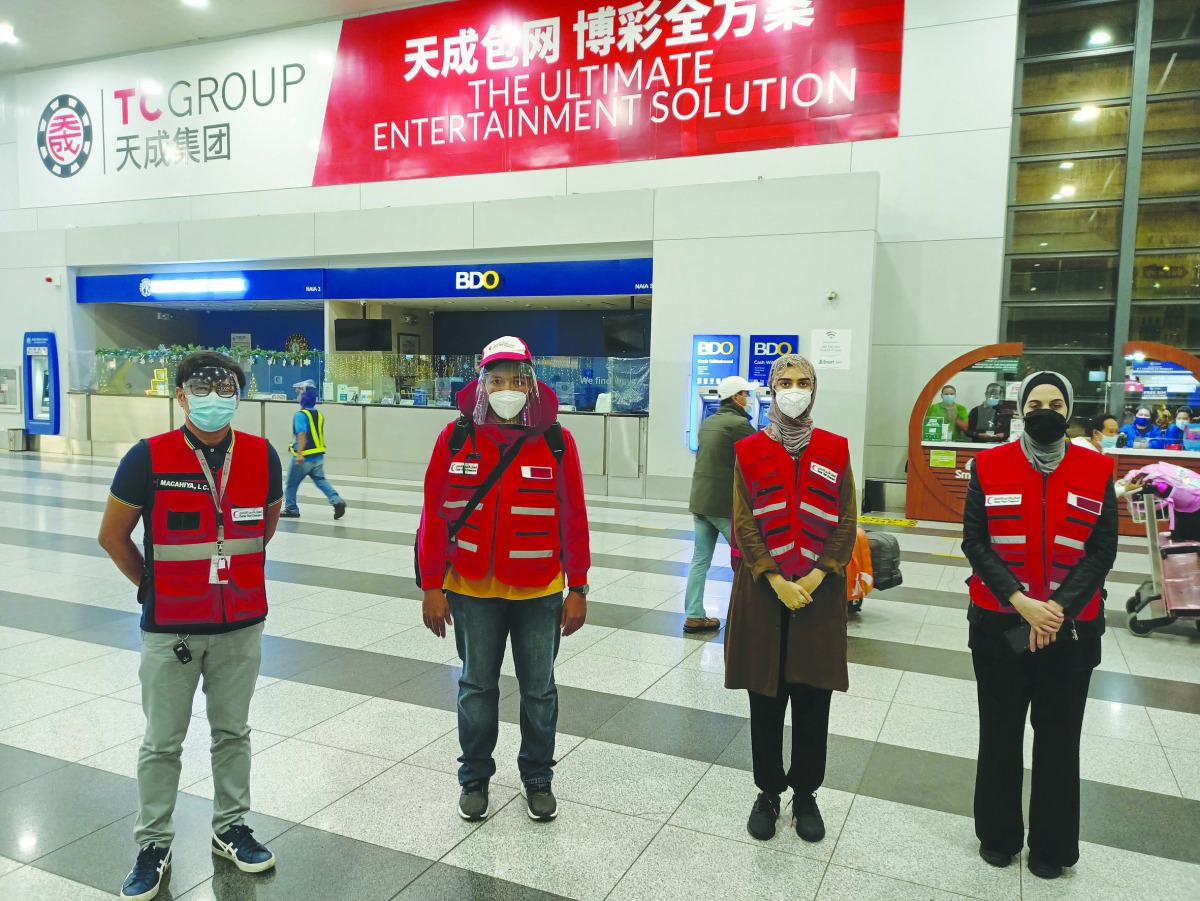 Members of QRCS relief delegation from Doha to implement a rapid intervention plan for Typhoon Vamco victims in the Philippines.