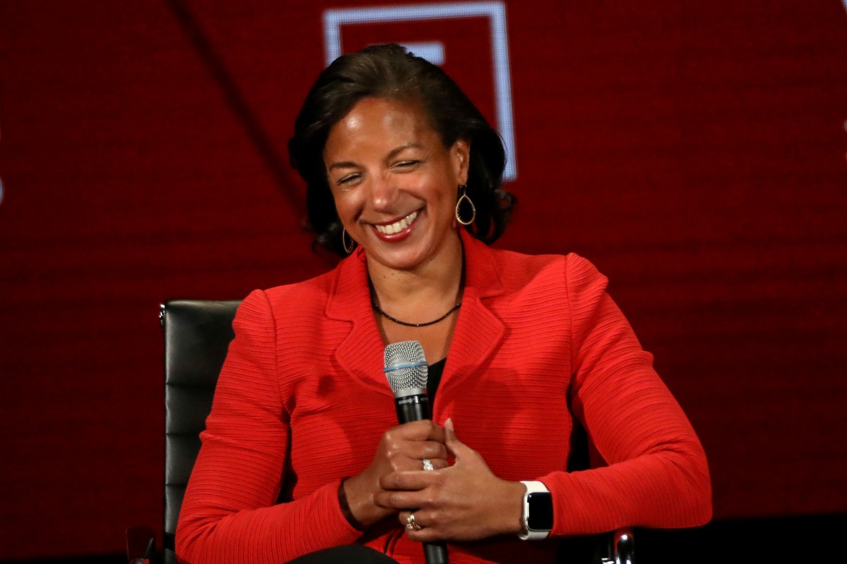 FILE PHOTO: Former National Security Advisor and U.S. Ambassador to UN Susan Rice, speaks on stage at the Women In The World Summit in New York, U.S, April 11, 2019. REUTERS/Brendan McDermid/File Photo

