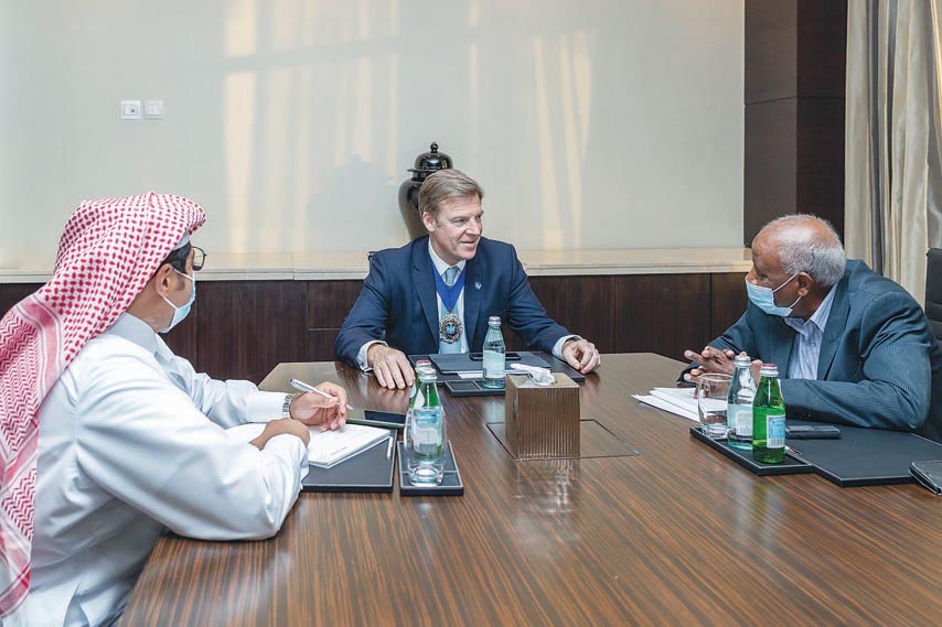 Lord Mayor of City of London, William Russell, during a meeting with Qatari officials.