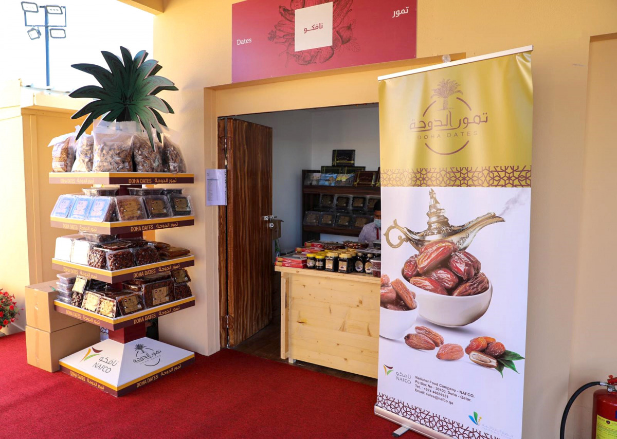 One of the stalls selling a wide variety of local dates and date products at the fifth Mahaseel Festival.