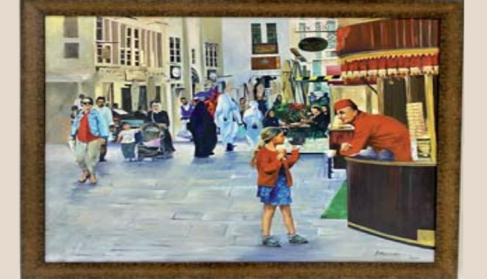 An oil-on-canvas painting by Muammar Tazi on show at Souq Waqif Art Centre.PIC: Raynald C Rivera | The Peninsula