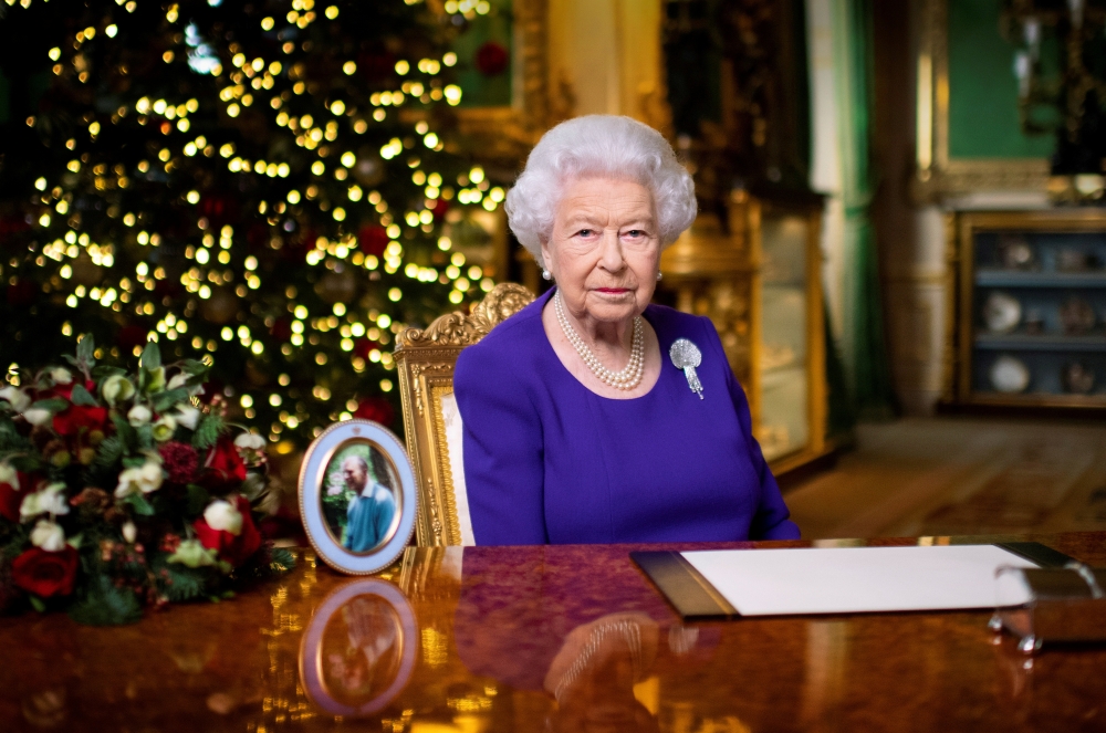 Britain's Queen Elizabeth II records her annual Christmas broadcast in Windsor Castle in England, on December 24, 2020. (Victoria Jones/ Reuters/File Photo)