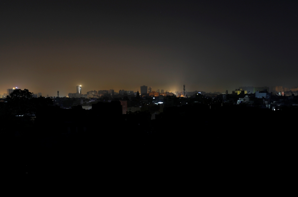 A general view of a residential area is seen during a power breakdown in Karachi, Pakistan, January 10, 2021. REUTERS/Akhtar Soomro