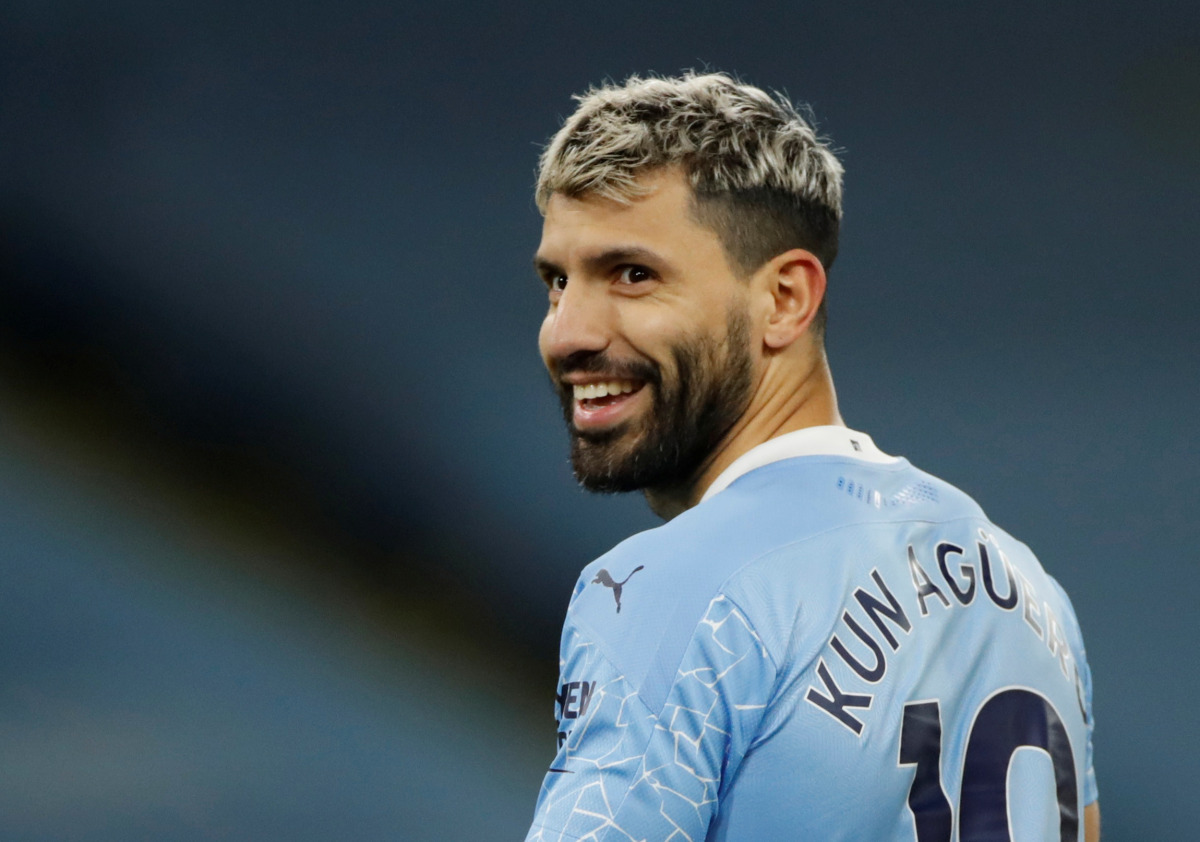 FILE PHOTO: Soccer Football - Premier League - Manchester City v West Bromwich Albion - Etihad Stadium, Manchester, Britain - December 15, 2020 Manchester City's Sergio Aguero Pool via REUTERS/Clive Brunskill EDITORIAL USE ONLY. No use with unauthorized a