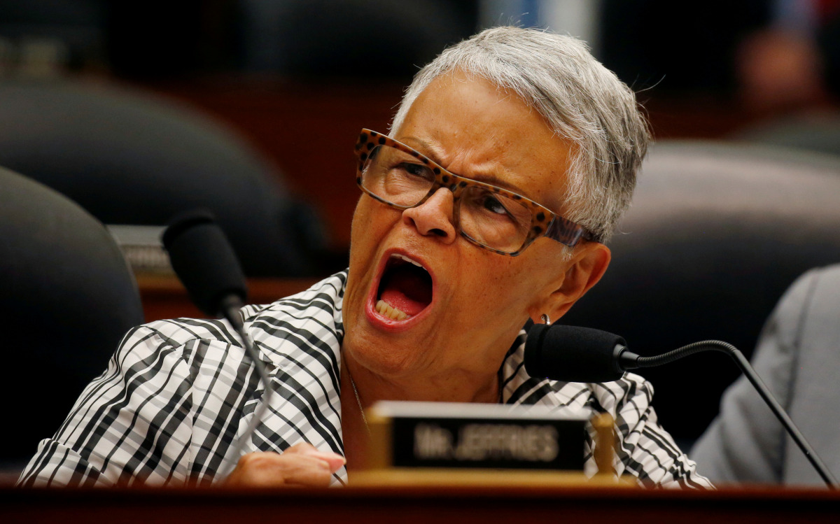 FILE PHOTO: Rep. Bonnie Watson Coleman (D-NJ) yells at her colleagues during a hearing before the House Committees on Judiciary and Oversight and Government Reform joint hearing in the Rayburn House Office Building in Washington, U.S., July 12, 2018. REUT