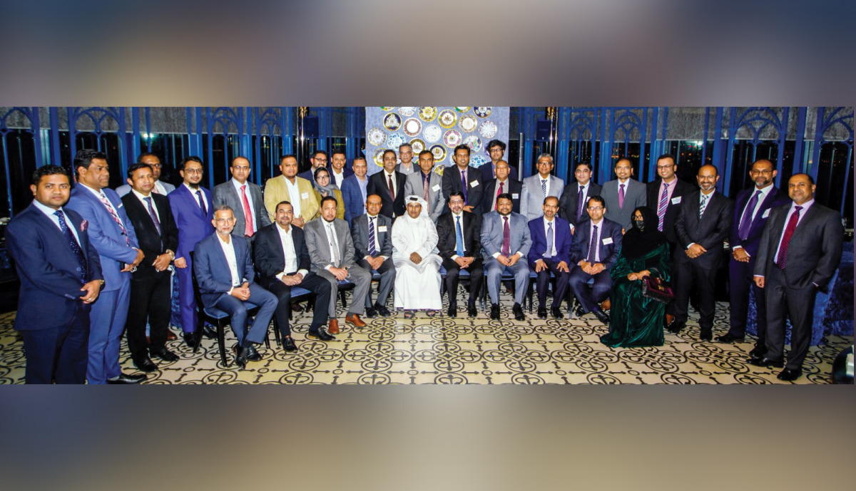Ambassador of Bangladesh to Qatar, H E Md. Jashim Uddin (fifth right, front); Bangladesh Forum Qatar (BFQ) President, Mohammad Shafiqul Islam (fourth right, front), with other officials and members of BFQ during the Members’ Night at the Sheraton Grand Do