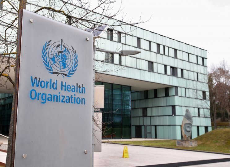FILE PHOTO: A logo is pictured outside a building of the World Health Organization (WHO) during an executive board meeting on update on the coronavirus outbreak, in Geneva, Switzerland, February 6, 2020. REUTERS/Denis Balibouse/File Photo/File Photo