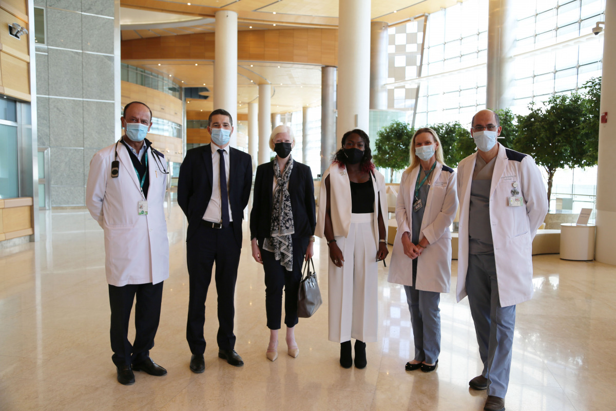 Clarisse Agbegnenou (third right), with CEO of Sidra Medicine, Dr. Barbro Friden, Acting Chief Medical Officer Prof. Ziyad M. Hijazi, and other officials.