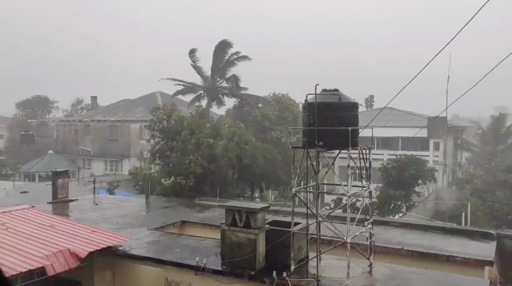 Rain falls before the landfall of cyclone Eloise in Beira, Mozambique January 22, 2021, in this still image taken from a video obtained from social media. 