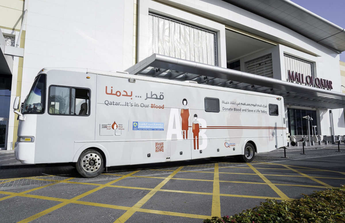 A mobile truck used for the 'Qatar, in our Blood' campaign at the Mall of Qatar.
