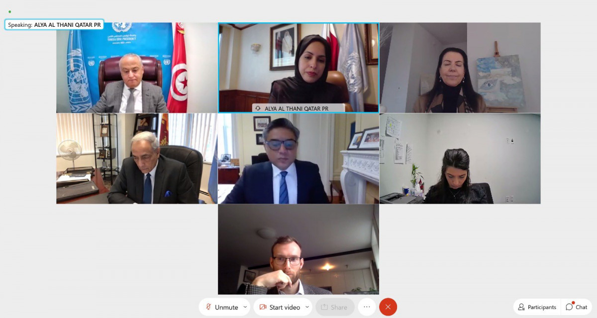 Pic: H E Ambassador Sheikha Alya Ahmed bin Saif Al Thani taking part in a briefing on Protecting Soft Targets. 
