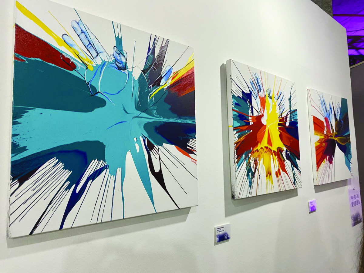 Paintings by Qatari artist Fatima Al Naimi on show at “What If?” exhibition unveiled on Saturday at W Doha’s Art 29 in line with Qatar-USA 2021 Year of Culture. Pic: Raynald C Rivera/The Peninsula 