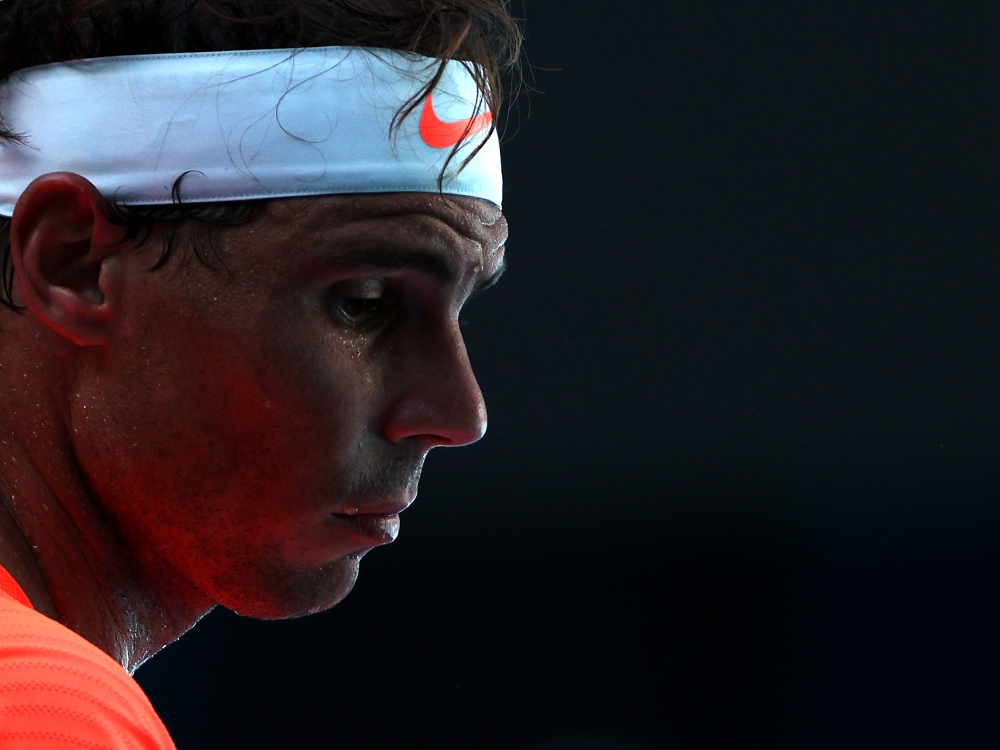 February 9, 2021 Spain's Rafael Nadal during his first round match against Serbia's Laslo Djere REUTERS/Loren Elliott