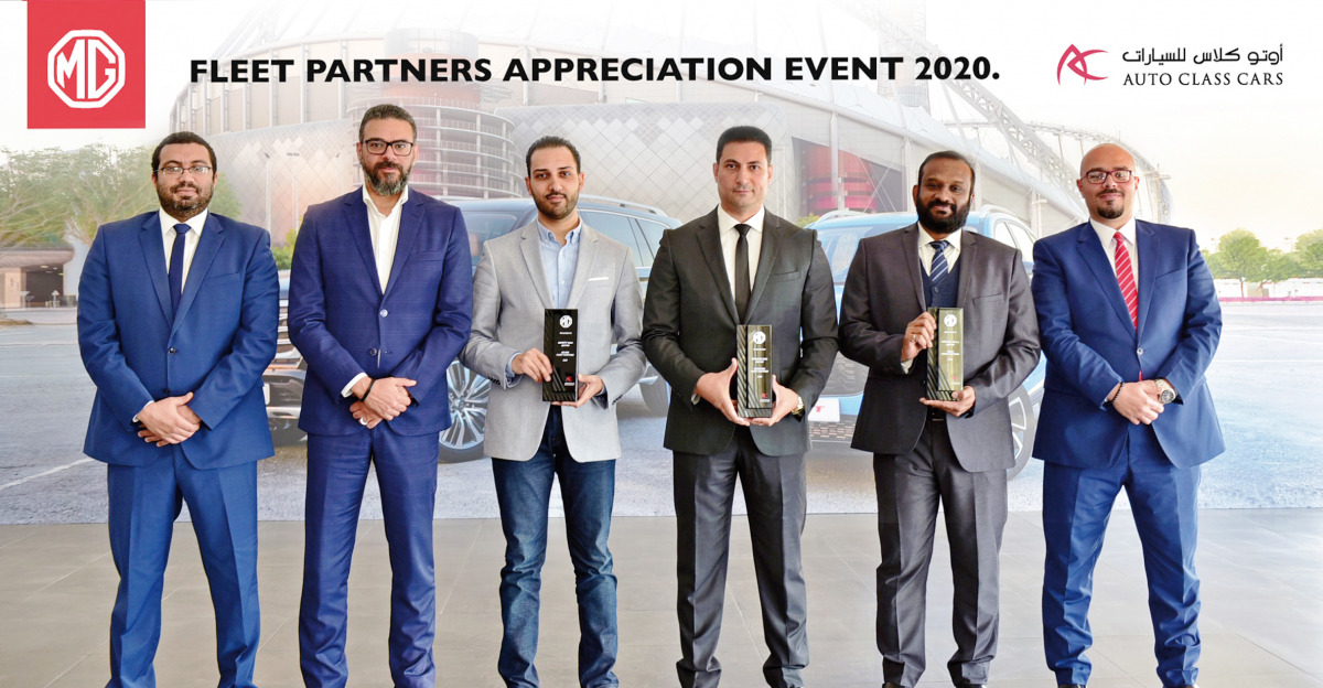 Officials from Auto Class Cars and representatives from United Car Rentals, Strong Rent A Car, and Safety Rent A Car during the appreciation event in Doha recently. 