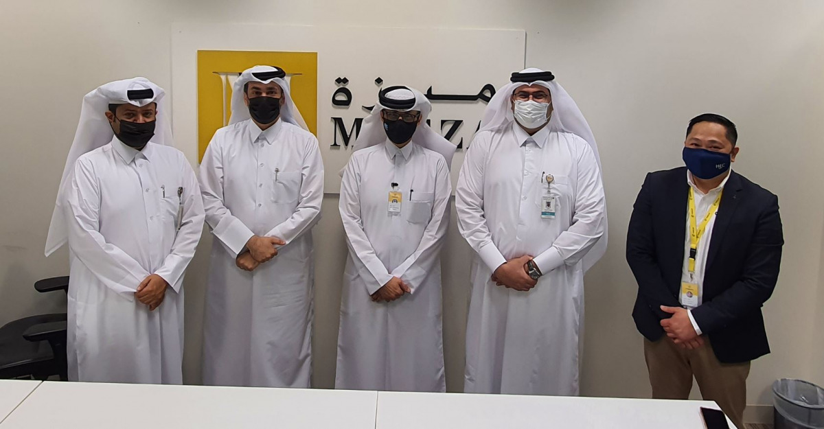 from right: Michael Javier, CEO and Founder of CWallet; Faisal Al Kuwari, MEEZA CTO; Abdulmohsin Al Yafei, CWallet COO; Eng. Ahmad Al Muslemani, MEEZA CEO; Mohsin Al Marri, MEEZA COO.
