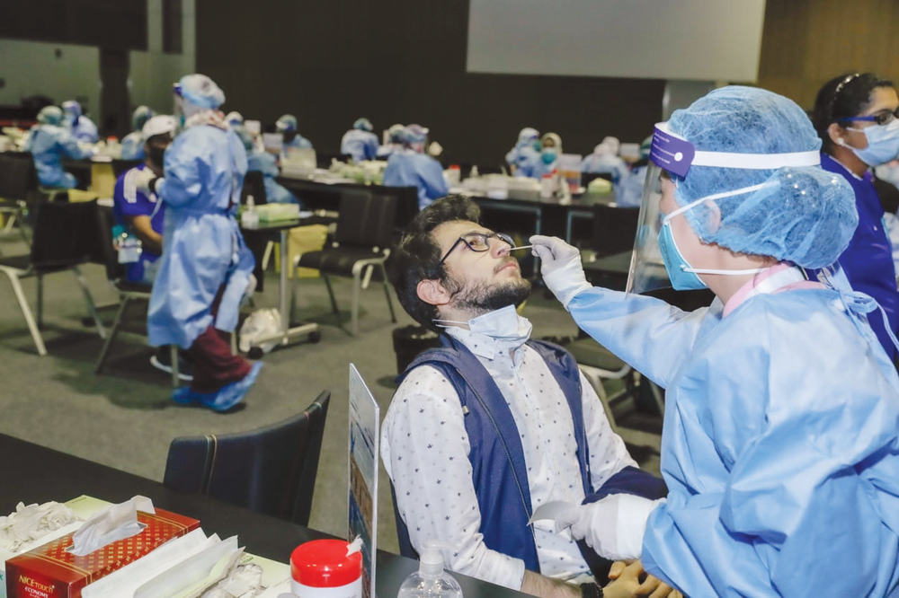 A  FIFA Club World Cup spectator undergoing swab test.