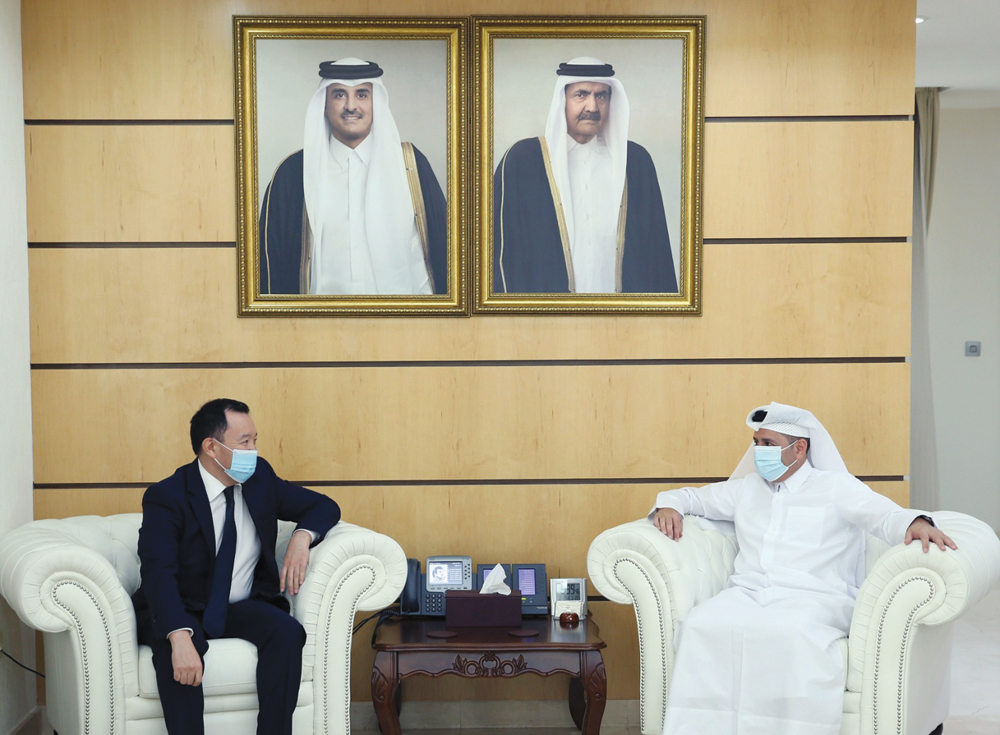 Minister of Education and Higher Education, H E Dr. Mohammed bin Abdulwahed Al Hammadi, meeting Ambassador of Kyrgyzstan, H E Chyngyz Eshimbekov, yesterday.
