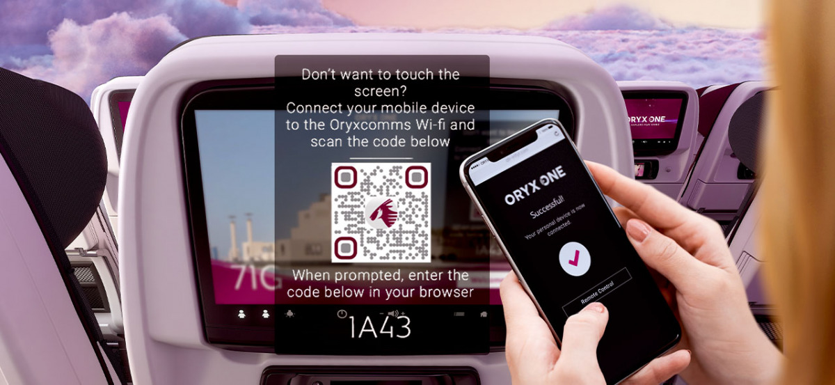 The Zero-Touch technology, introduced in partnership with the Thales AVANT IFE system, will enable A350 passengers to pair their electronic devices with their seat-back IFE screen by connecting to ‘Oryxcomms’ Wi-Fi and simply scanning a QR code displayed