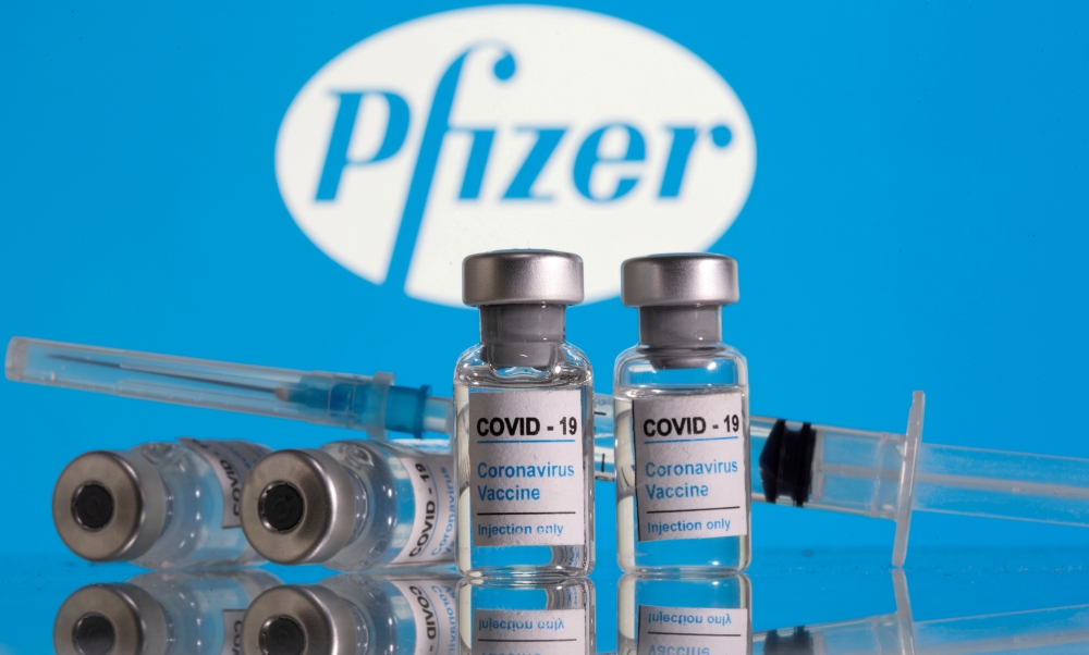 Vials labelled 
