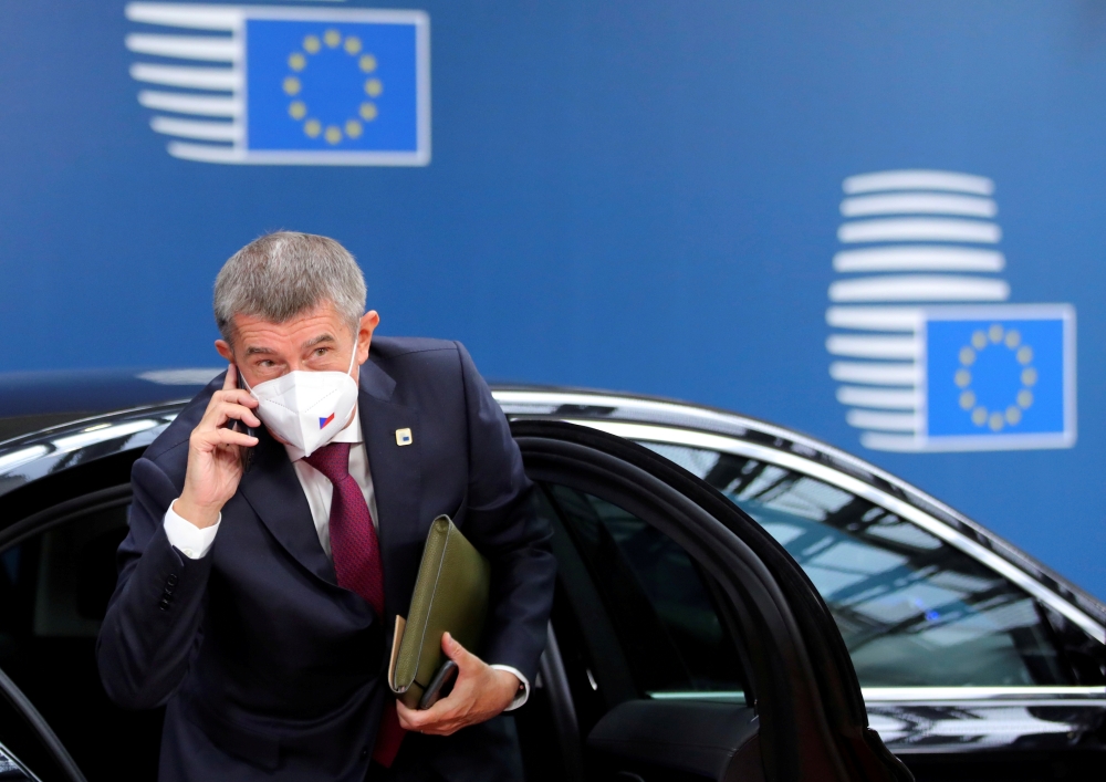Czech Republic's Prime Minister Andrej Babis arrives for an EU summit at the European Council building in Brussels, Belgium October 15, 2020. Olivier Matthys/Pool via Reuters/File Photo