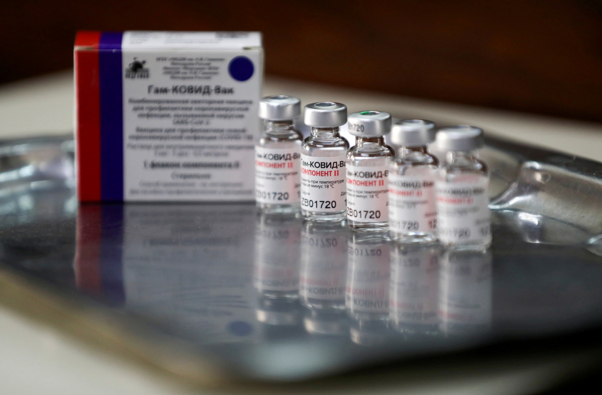 FILE PHOTO: FILE PHOTO: Empty vials of the second dose of the Sputnik V (Gam-COVID-Vac) vaccine are pictured at the San Martin hospital, in La Plata, on the outskirts of Buenos Aires, Argentina January 21, 2021. REUTERS/Agustin Marcarian/File Photo/File P