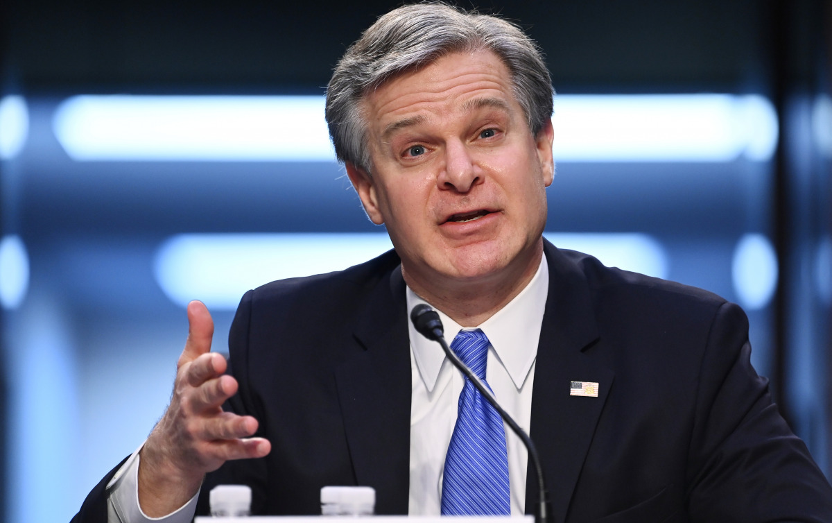 FBI Director Christopher Wray testifies before the Senate Judiciary Committee on the January 6th insurrection, in the Hart Senate Office Building on Capitol Hill in Washington, DC, U.S. March 2, 2021. Mandel Ngan/Pool via REUTERS
