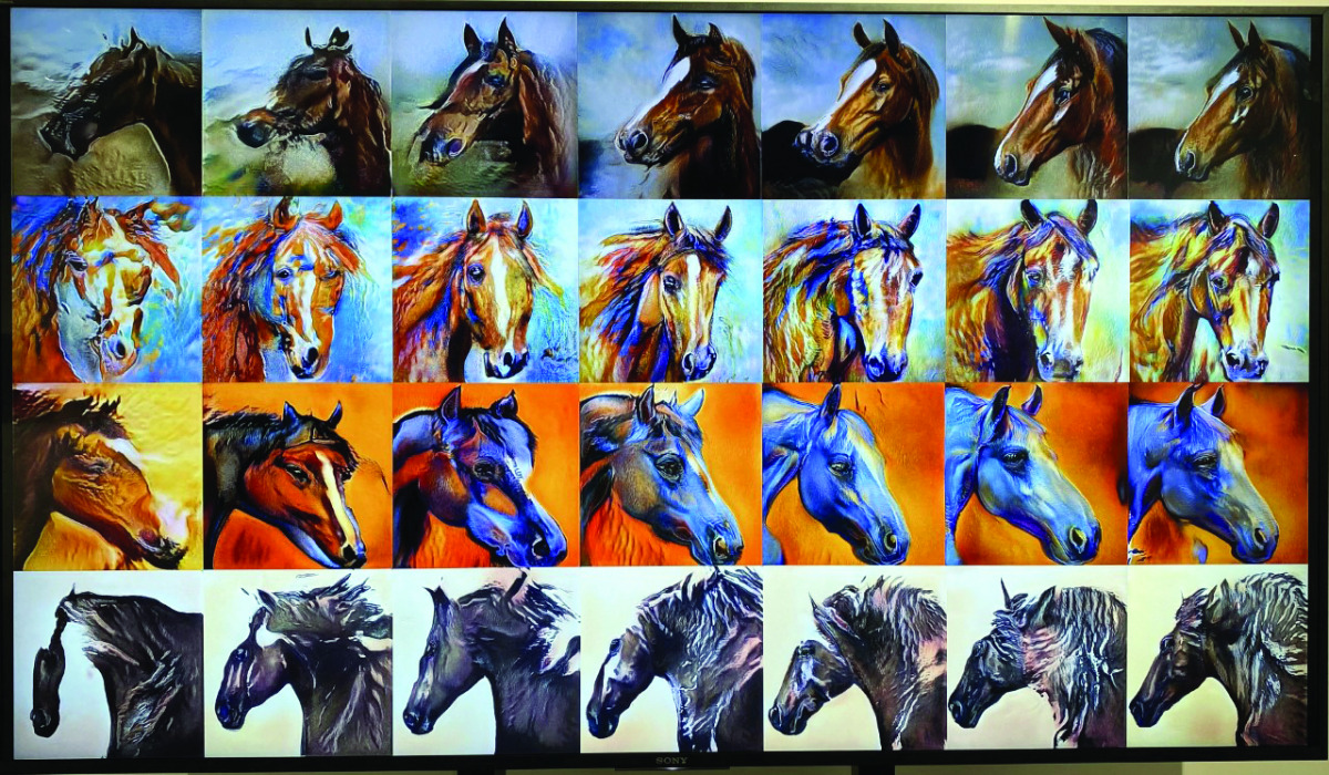 Horse paintings on display at “Keep Running: AI, Art and Qatari Heritage” at Fire Station Gallery 3. Pics: Raynald C Rivera | The Peninsula 