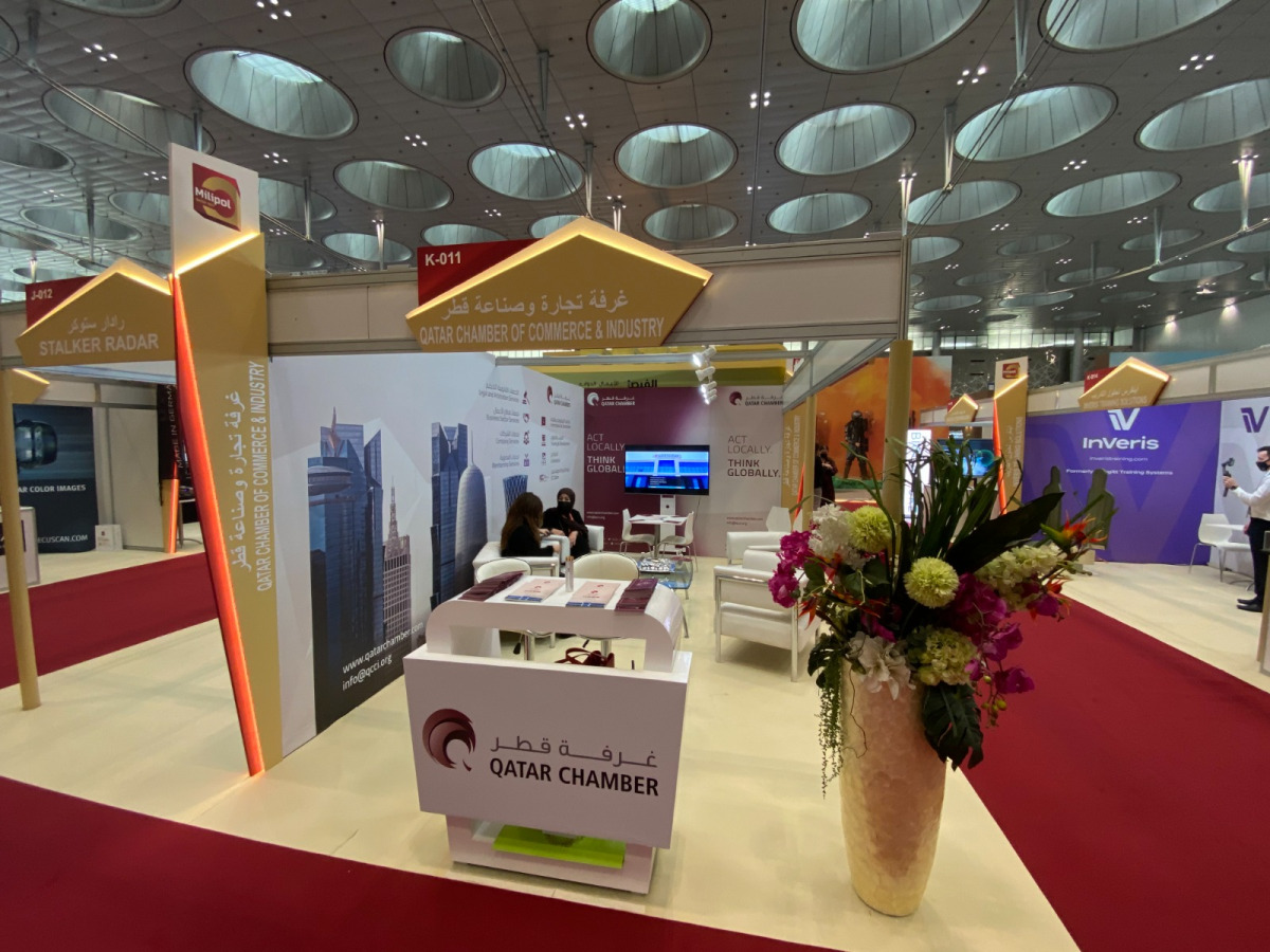 Booth of Qatar Chamber in Milipol exhibition going on at the DECC.