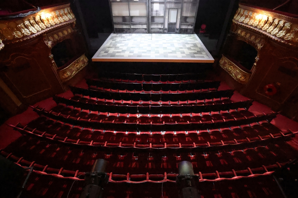 General view inside the Apollo Theatre on Shaftesbury Avenue, in London, Britain, March 15, 2021. Picture taken March 15, 2021. REUTERS/Henry Nicholls