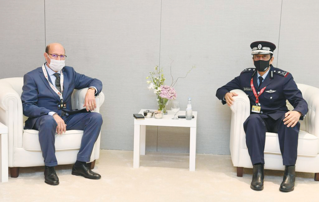 Director of Public Security, Staff Major General Saad bin Jassim Al Khulaifi, meets the Director of Public Security Directorate in the Kingdom of Morocco, Al Zaitouni Al Hayel, on the sidelines of Milipol Qatar.