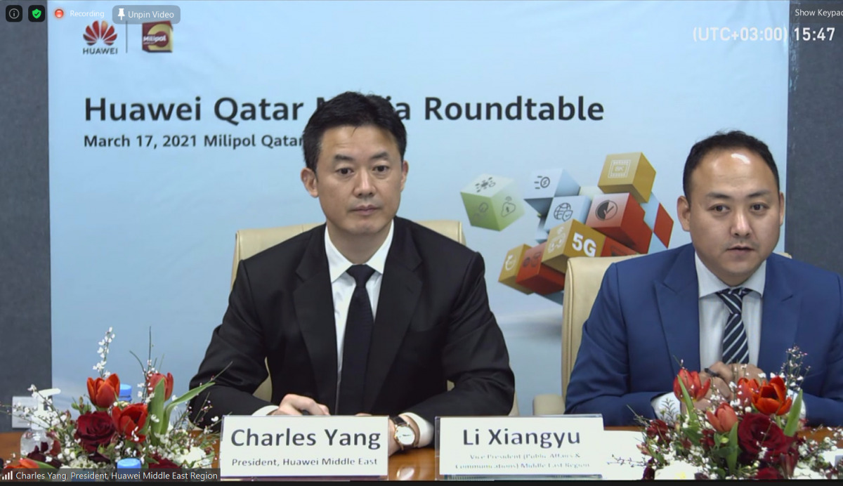 Charles Yang (left), President of Huawei Middle East and Li Xiangyu, Vice President of Huawei Middle East during the event.