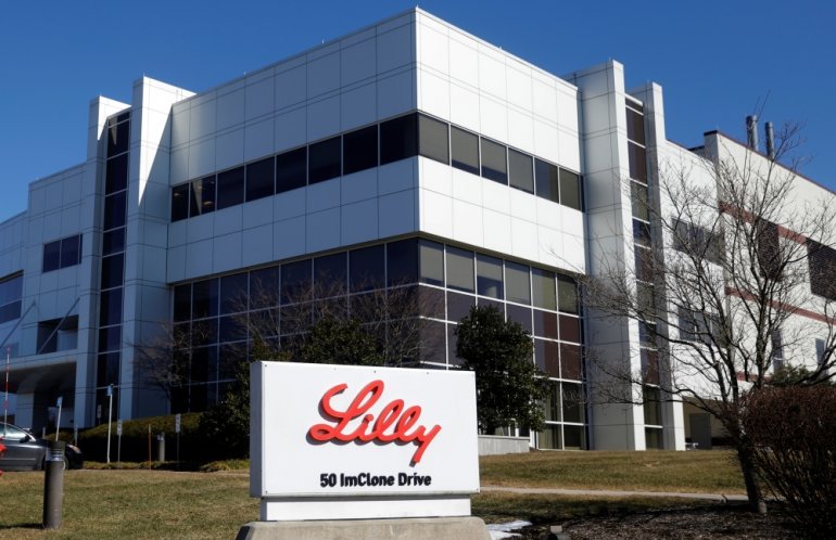 An Eli Lilly and Company pharmaceutical manufacturing plant is pictured at 50 ImClone Drive in Branchburg, New Jersey, March 5, 2021. Picture taken March 5, 2021. REUTERS/Mike Segar